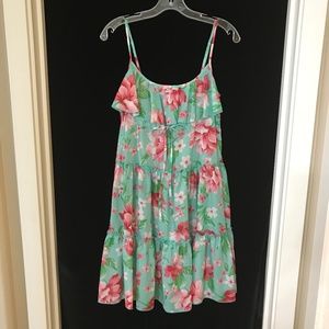 Betsey Johnson Swim Cover Up Green Pink Floral S